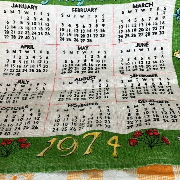 Vintage/Retro/MCM Plastic Salt & Pepper With Cloth 1974 Calendar Hand Towel - Picture 11 of 12